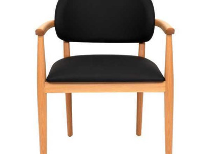 Zwarte fauteuil Designer eetkamerstoel Luxe eenzitter Houten meubels
